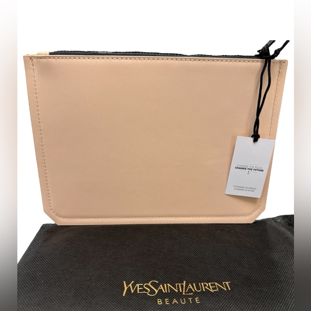 YSL Yves Saint Laurent Beauté Pink Zip Cosmetic Pouch Dust Bag NWT